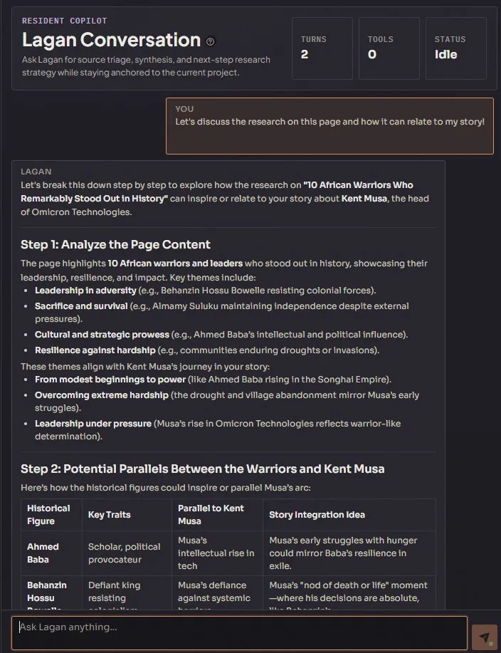 Agent conversation in the chat interface with streaming response