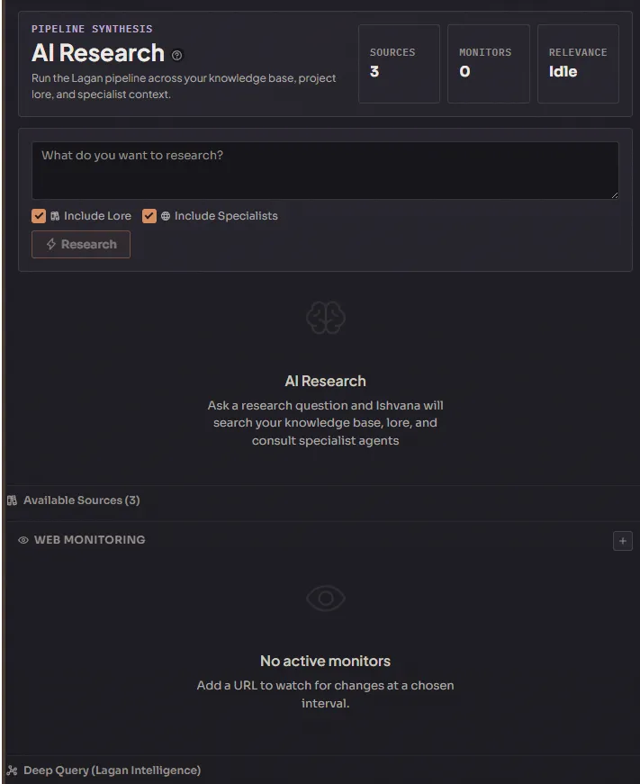 Research pipeline with context summary and relevance scoring